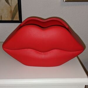 Valentine Red Lips Vessel Planter Ceramic Decorative Holder